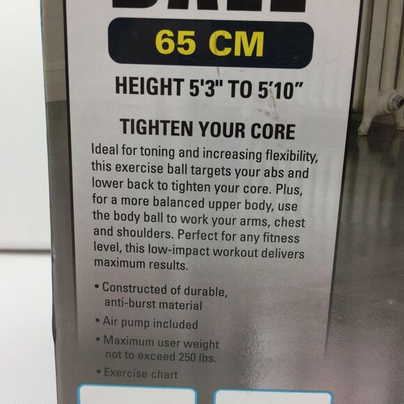 Golds Gym Anti-Burst Body Ball 65 CM For Core Flexibility Includes Pump Chart - Picture 4 of 13